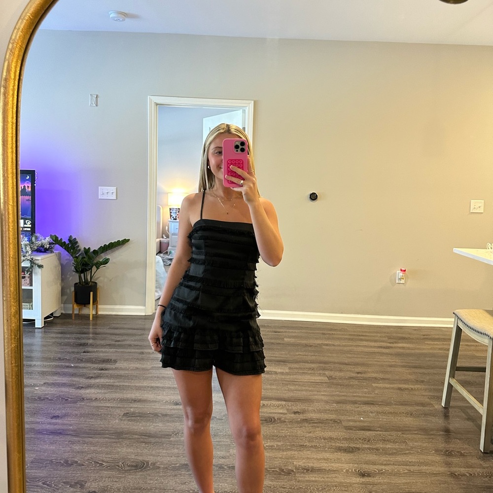 Princess Polly Black Ruffle Mini Dress